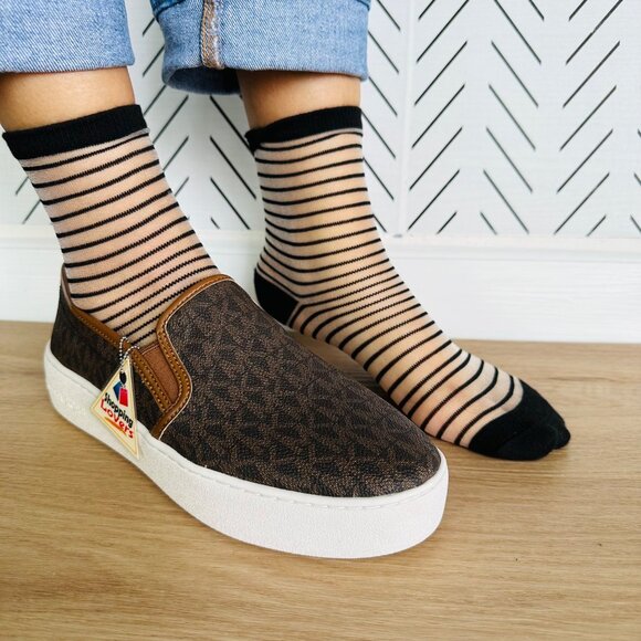 ⭐Women Socks 5 Pairs Transparent Silk Elastic Mesh Multi design Ankle Black New - Picture 4 of 9